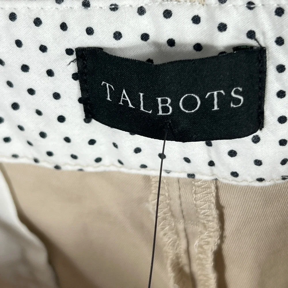 Talbots Perfect Short 10.5 Tan Khaki Cotton Stretch Chino Shorts Womens 14 NEW